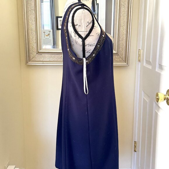 Lilly Pulitzer Largo Shift Dress True Navy Beaded Gold Cocktail Sz 12 - $268 - Picture 5 of 16